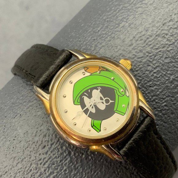 Marvin The Martian Watch ladies Black Leather Gold Silver Warner Brothers Fossil main image 5